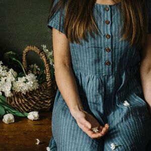 Pyne and Smith Blue Striped Midi Dress